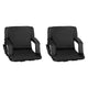 Black |#| 2 Pack Reclining Black Backpack Padded Stadium Chairs-Armrests & Storge Pockets