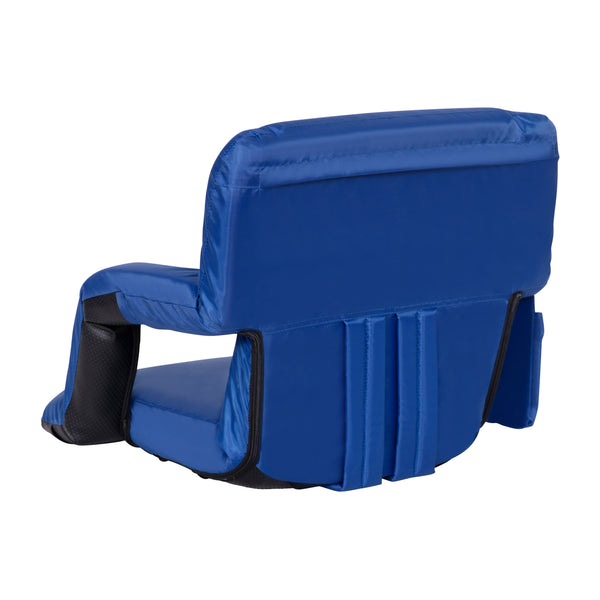 Blue |#| 2 Pack Reclining Blue Backpack Padded Stadium Chairs-Armrests & Storge Pockets