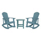 Sea Foam |#| Set of 2 Poly Resin Adirondack Rocking Chairs with 1 Side Table in Sea Foam