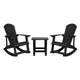 Black |#| Set of 2 Poly Resin Adirondack Rocking Chairs with 1 Side Table in Black