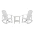 Set of 2 Savannah All-Weather Poly Resin Wood Adirondack Rocking Chairs with Side Table