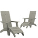 Gray |#| Set of 2 Indoor/Outdoor 2-Slat Adirondack Style Chairs & Footrests in Gray