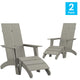 Gray |#| Set of 2 Indoor/Outdoor 2-Slat Adirondack Style Chairs & Footrests in Gray