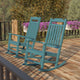 Teal |#| 2 Pack All-Weather Rocking Chair in Teal Faux Wood - Patio and Yard Furniture