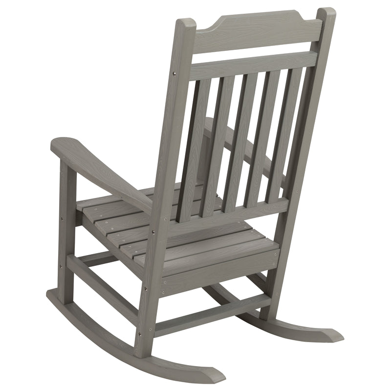 Gray |#| 2 Pack All-Weather Rocking Chair in Gray Faux Wood - Patio and Yard Furniture
