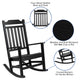 Black |#| Set of 2 Indoor/Outdoor Poly Resin Rocking Chairs with Side Table in Black