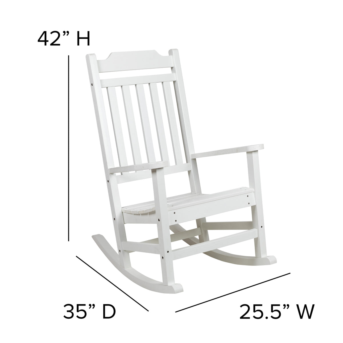 White |#| Set of 2 Indoor/Outdoor Poly Resin Rocking Chairs with Side Table in White