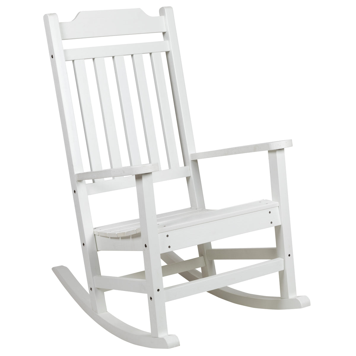 White |#| Set of 2 Indoor/Outdoor Poly Resin Rocking Chairs with Side Table in White