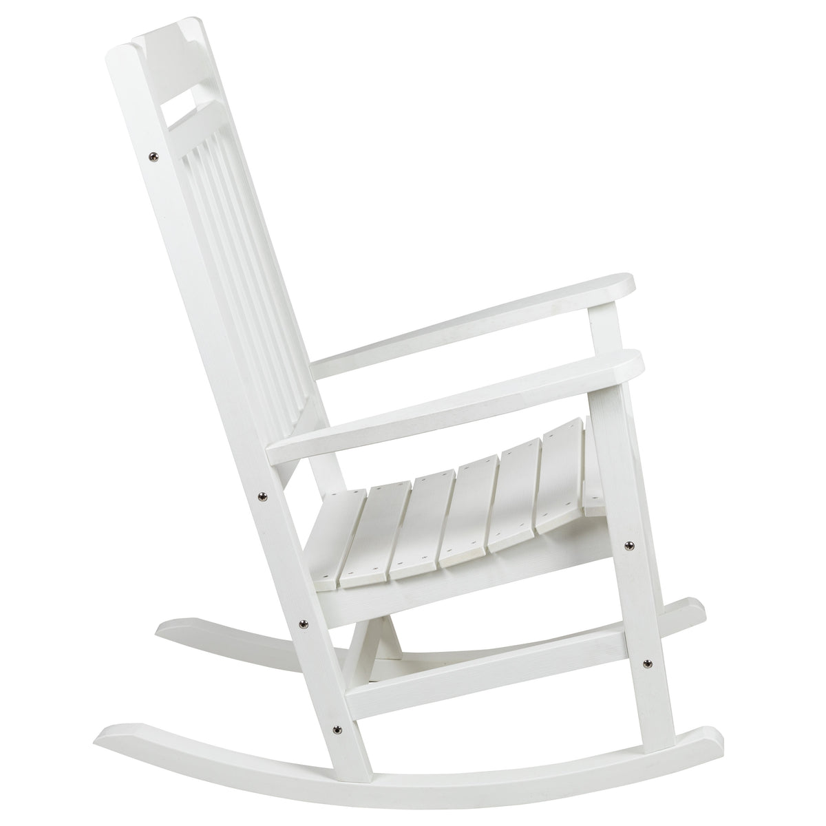 White |#| Set of 2 Indoor/Outdoor Poly Resin Rocking Chairs with Side Table in White