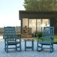 Teal |#| Set of 2 Indoor/Outdoor Poly Resin Rocking Chairs with Side Table in Teal