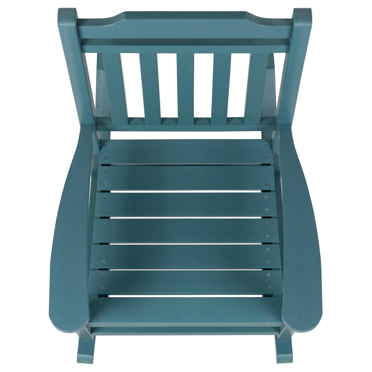 Teal |#| Set of 2 Indoor/Outdoor Poly Resin Rocking Chairs with Side Table in Teal