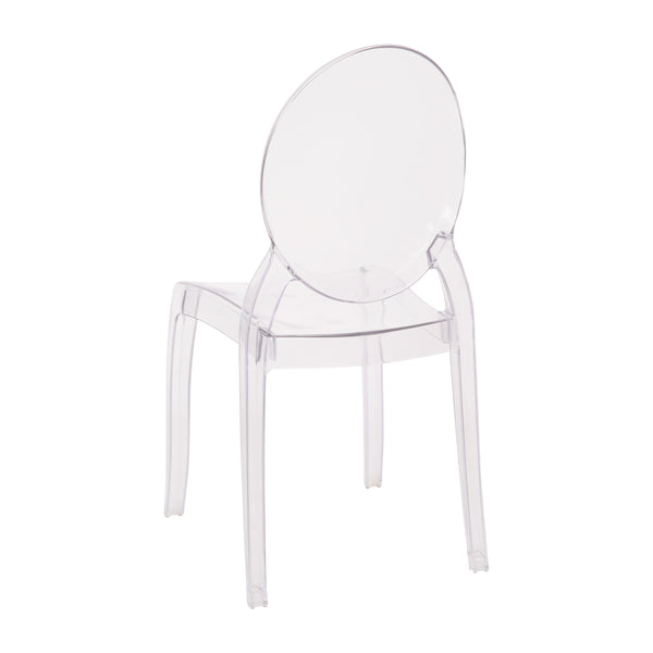 Set of 4 Extra Wide Resin All-Weather Transparent Crystal Ghost Banquet Chairs