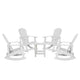 White |#| Set of 4 Poly Resin Adirondack Rocking Chairs with 1 Side Table in White
