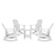 White |#| Set of 4 Poly Resin Adirondack Rocking Chairs with 1 Side Table in White