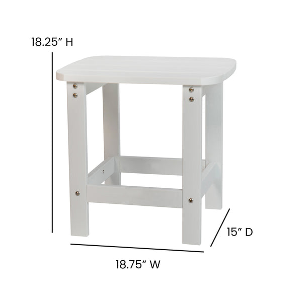 White |#| Set of 4 Poly Resin Adirondack Rocking Chairs with 1 Side Table in White