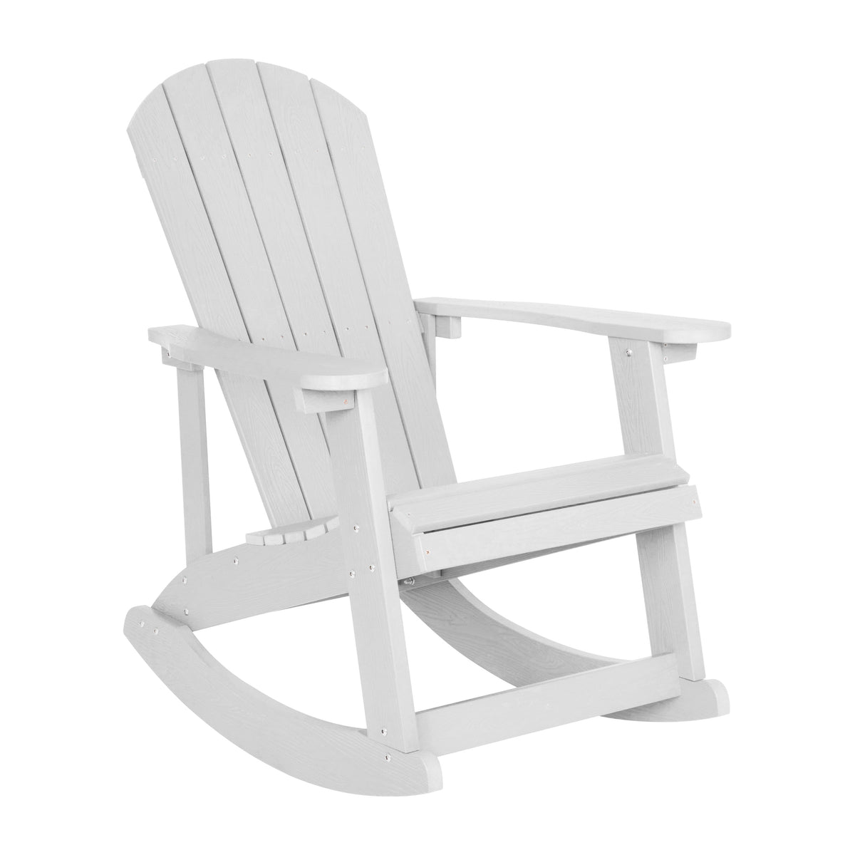 White |#| Set of 4 Poly Resin Adirondack Rocking Chairs with 1 Side Table in White