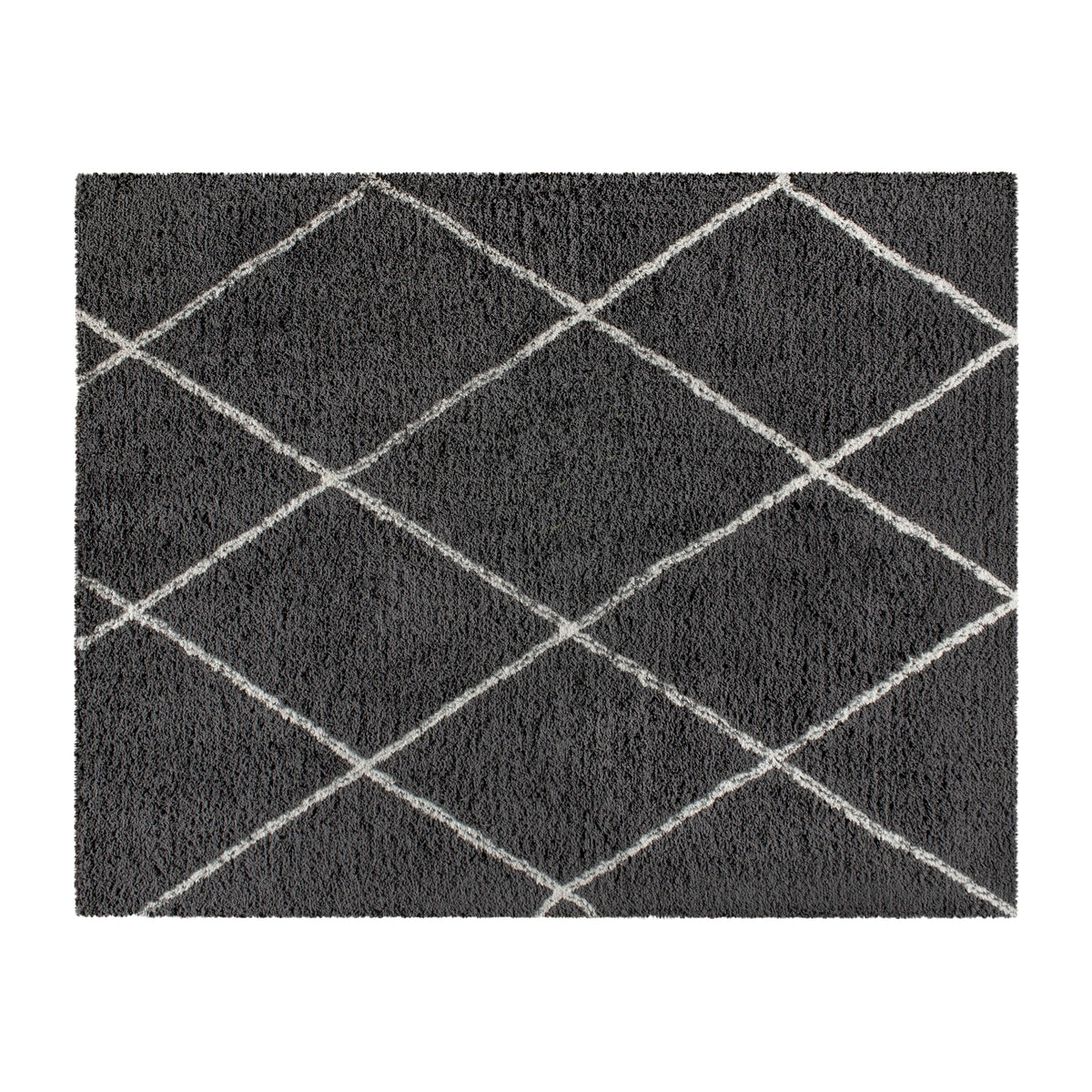 Charcoal/Ivory,8' x 10' |#| 8' x 10' Charcoal and Ivory Diamond Trellis Modern Shag Area Rug