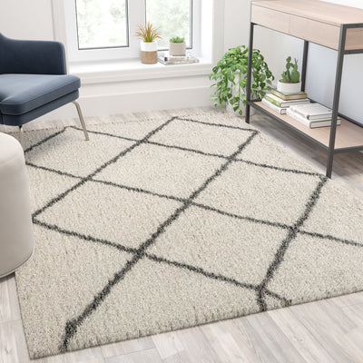 Shag Style Diamond Trellis Area Rug - View 2