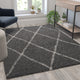 Charcoal/Ivory,5' x 7' |#| 5' x 7' Charcoal and Ivory Diamond Trellis Modern Shag Area Rug