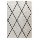 Ivory/Black,5' x 7' |#| 5' x 7' Ivory and Black Diamond Trellis Modern Shag Area Rug