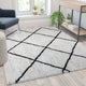 Ivory/Black,5' x 7' |#| 5' x 7' Ivory and Black Diamond Trellis Modern Shag Area Rug