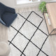 Ivory/Black,5' x 7' |#| 5' x 7' Ivory and Black Diamond Trellis Modern Shag Area Rug