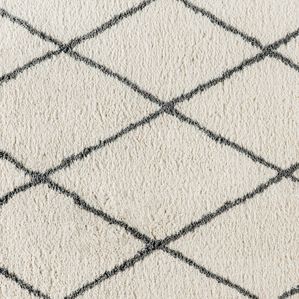 Ivory/Gray,8' x 10' |#| 8' x 10' Ivory and Black Diamond Trellis Modern Shag Area Rug