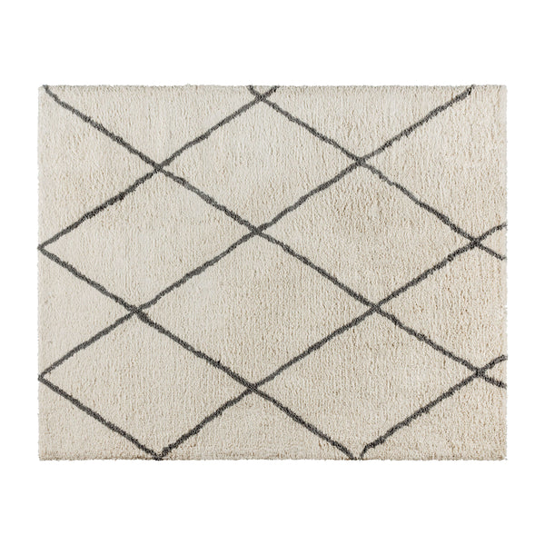 Ivory/Gray,8' x 10' |#| 8' x 10' Ivory and Black Diamond Trellis Modern Shag Area Rug