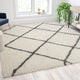 Ivory/Gray,8' x 10' |#| 8' x 10' Ivory and Black Diamond Trellis Modern Shag Area Rug