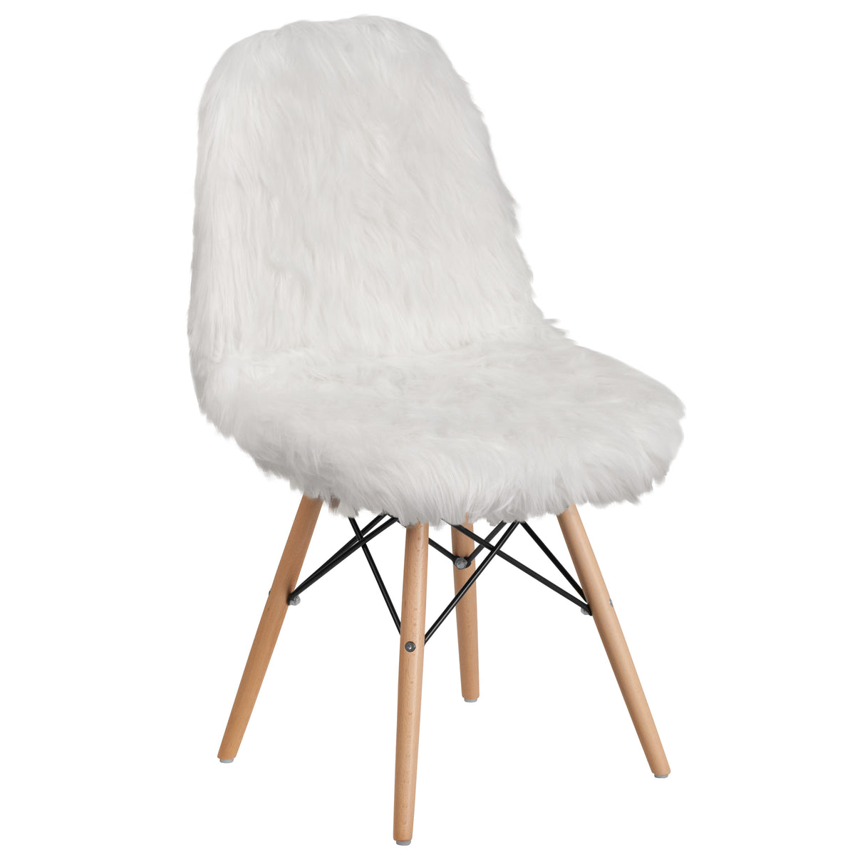 White |#| Shaggy Dog White Accent Chair - Dorm Furniture - Retro Chair - Faux Fur Chair