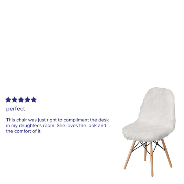 White |#| Shaggy Dog White Accent Chair - Dorm Furniture - Retro Chair - Faux Fur Chair