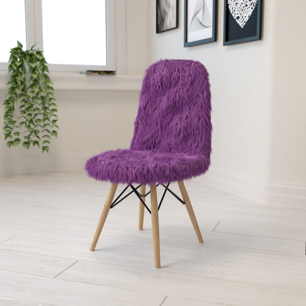 Purple |#| Shaggy Dog Purple Accent Chair - Dorm Chair - Retro Chair - Faux Fur Chair