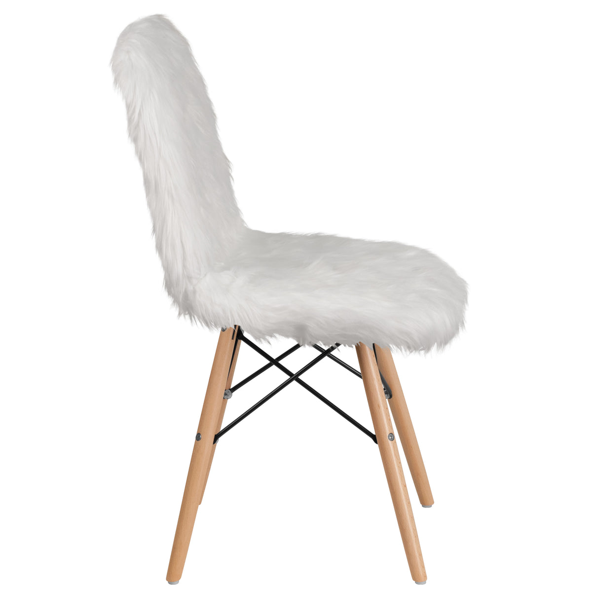White |#| Shaggy Dog White Accent Chair - Dorm Furniture - Retro Chair - Faux Fur Chair