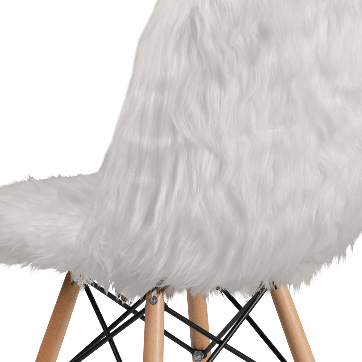 White |#| Shaggy Dog White Accent Chair - Dorm Furniture - Retro Chair - Faux Fur Chair