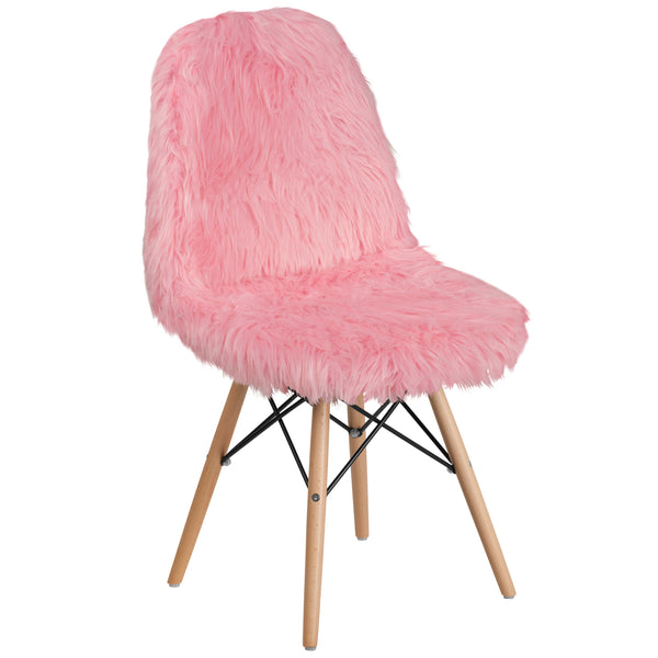Light Pink |#| Shaggy Dog Light Pink Accent Chair - Dorm Chair - Retro Chair - Faux Fur Chair