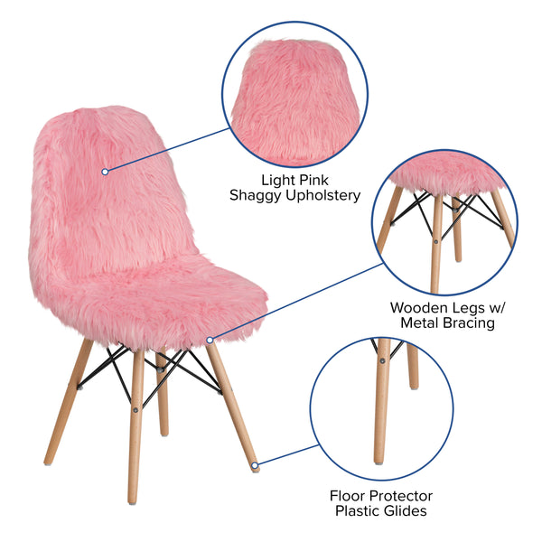 Light Pink |#| Shaggy Dog Light Pink Accent Chair - Dorm Chair - Retro Chair - Faux Fur Chair