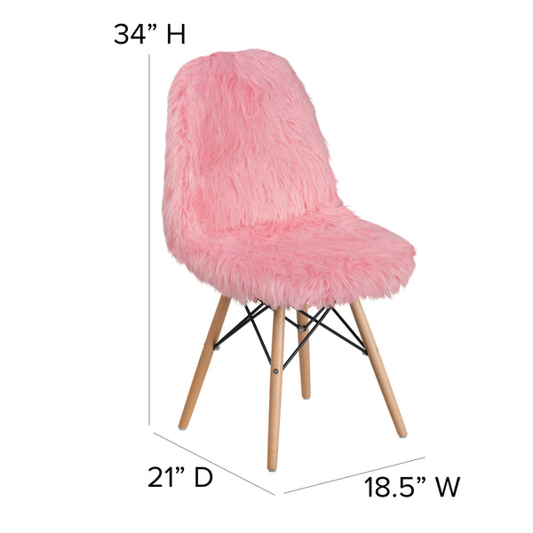 Light Pink |#| Shaggy Dog Light Pink Accent Chair - Dorm Chair - Retro Chair - Faux Fur Chair