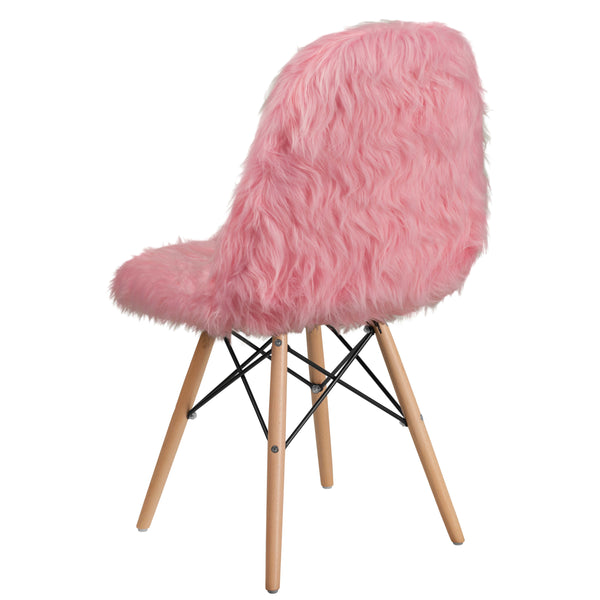 Light Pink |#| Shaggy Dog Light Pink Accent Chair - Dorm Chair - Retro Chair - Faux Fur Chair