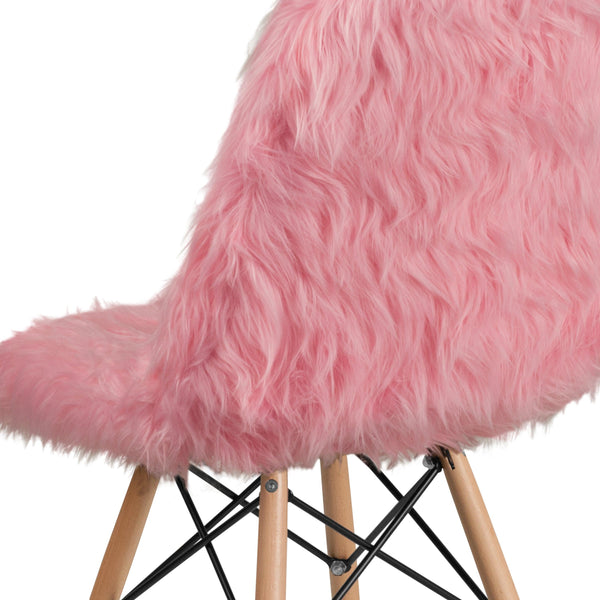 Light Pink |#| Shaggy Dog Light Pink Accent Chair - Dorm Chair - Retro Chair - Faux Fur Chair