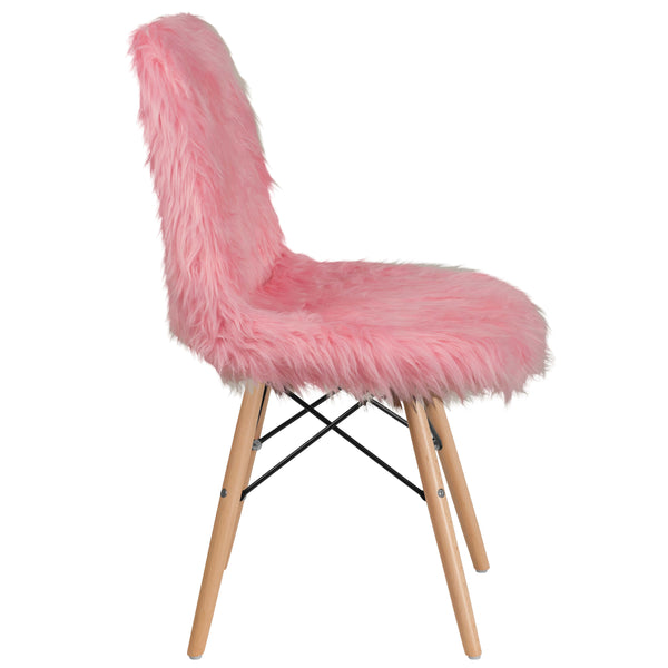Light Pink |#| Shaggy Dog Light Pink Accent Chair - Dorm Chair - Retro Chair - Faux Fur Chair