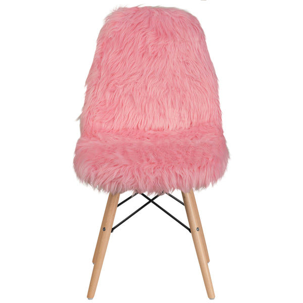 Light Pink |#| Shaggy Dog Light Pink Accent Chair - Dorm Chair - Retro Chair - Faux Fur Chair