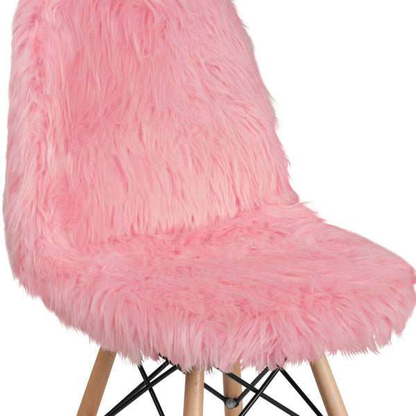 Light Pink |#| Shaggy Dog Light Pink Accent Chair - Dorm Chair - Retro Chair - Faux Fur Chair