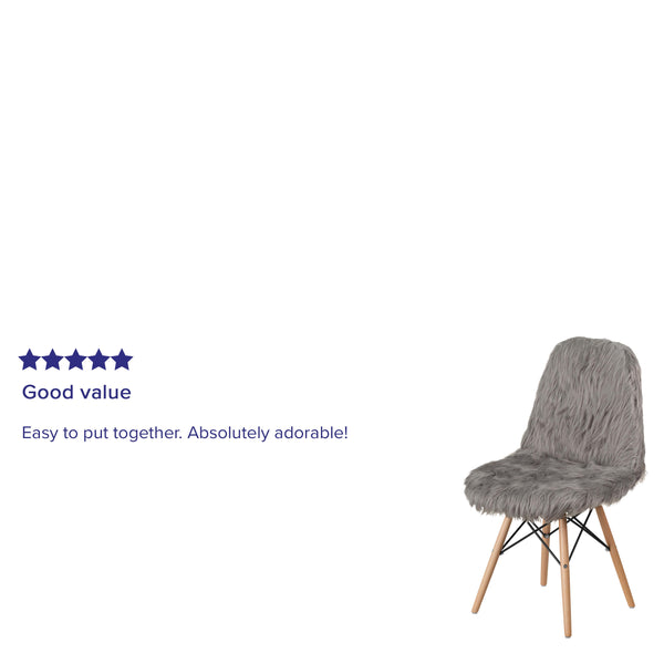 Charcoal Gray |#| Shaggy Dog Charcoal Gray Accent Chair - Dorm Chair - Retro Chair - Faux Fur