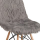 Charcoal Gray |#| Shaggy Dog Charcoal Gray Accent Chair - Dorm Chair - Retro Chair - Faux Fur