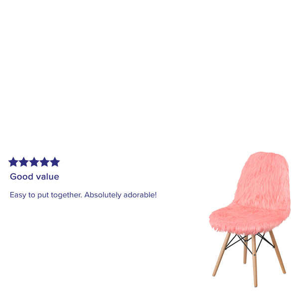 Hermosa Pink |#| Shaggy Dog Hermosa Pink Accent Chair - Dorm Furniture - Retro Chair - Faux Fur