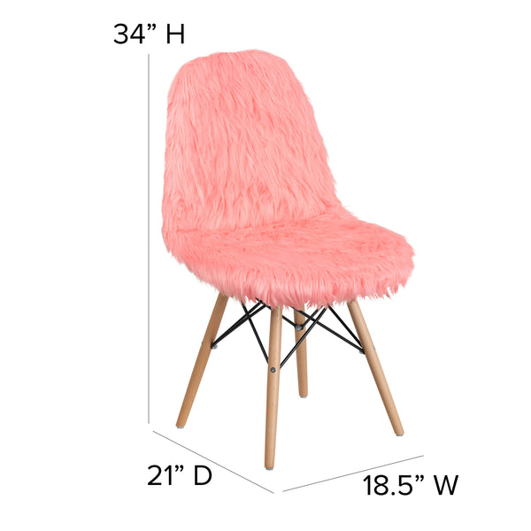 Hermosa Pink |#| Shaggy Dog Hermosa Pink Accent Chair - Dorm Furniture - Retro Chair - Faux Fur
