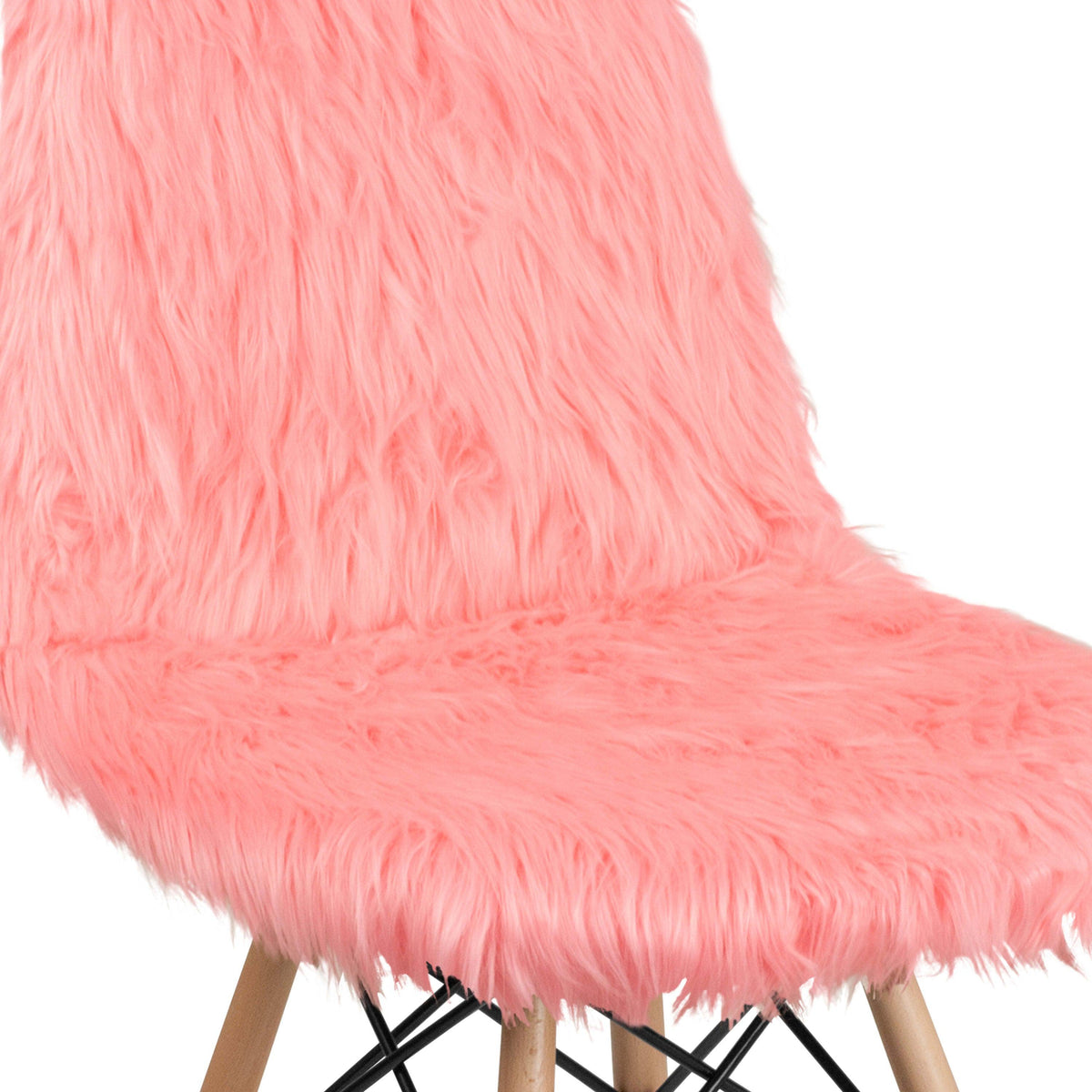 Hermosa Pink |#| Shaggy Dog Hermosa Pink Accent Chair - Dorm Furniture - Retro Chair - Faux Fur