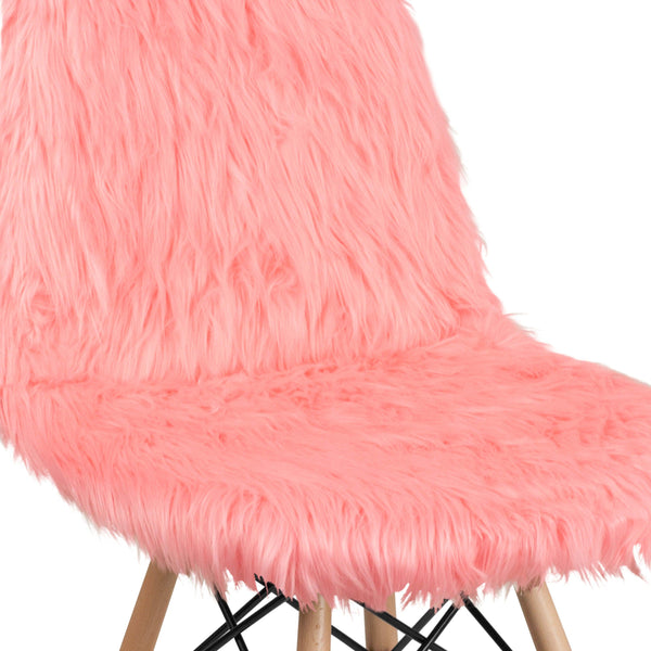 Hermosa Pink |#| Shaggy Dog Hermosa Pink Accent Chair - Dorm Furniture - Retro Chair - Faux Fur
