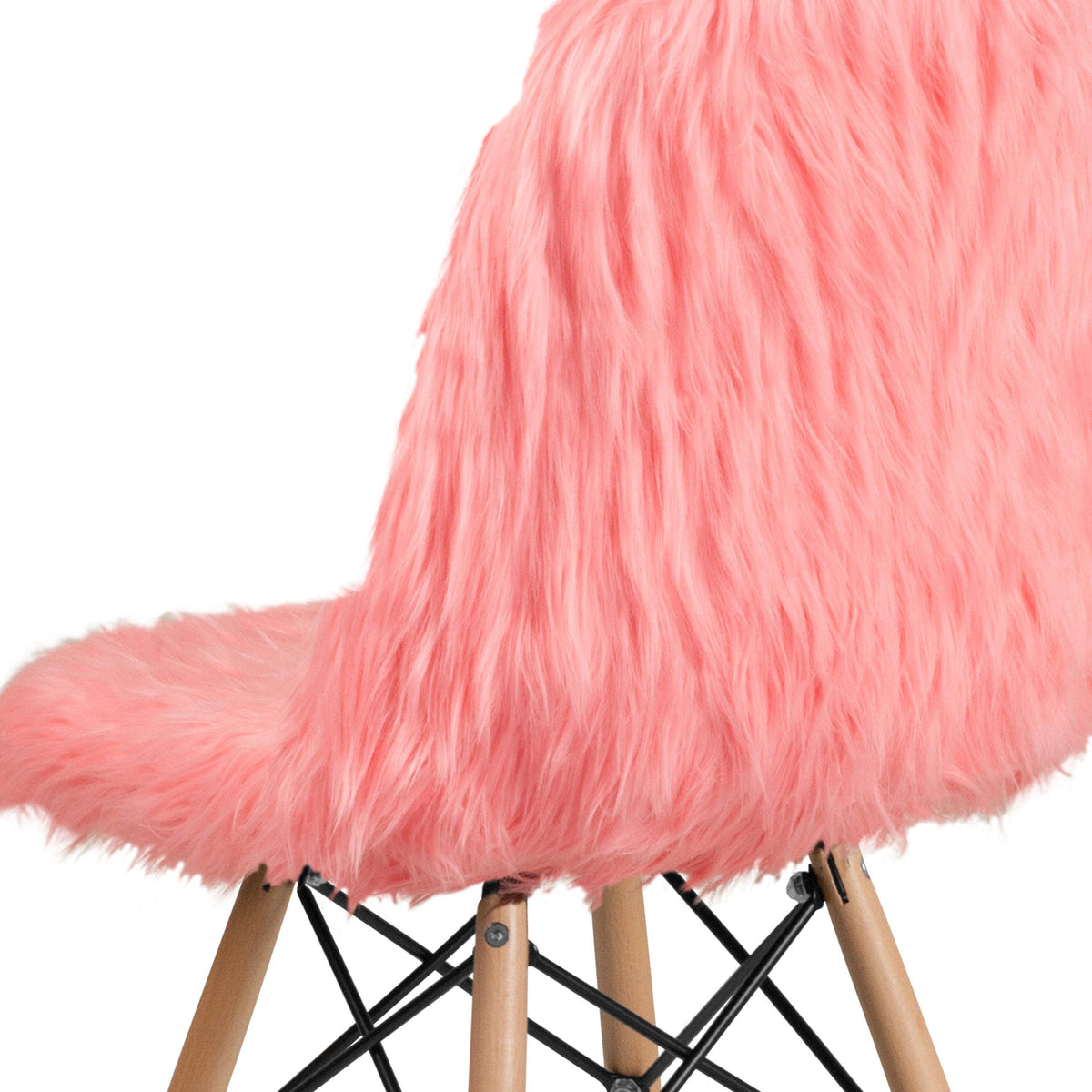 Hermosa Pink |#| Shaggy Dog Hermosa Pink Accent Chair - Dorm Furniture - Retro Chair - Faux Fur