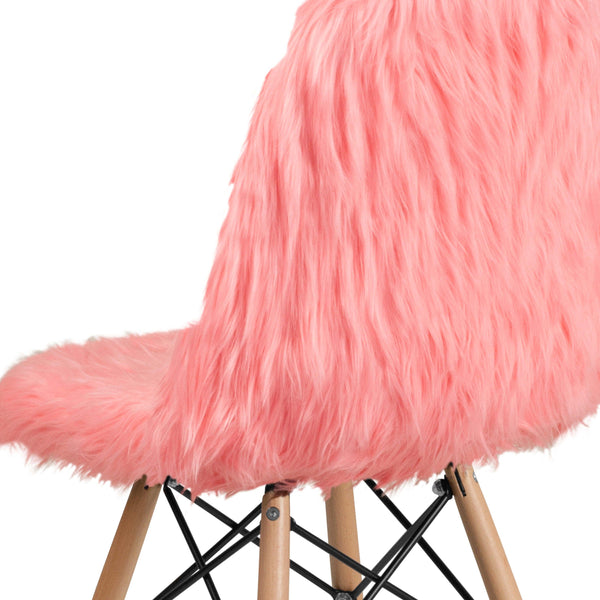 Hermosa Pink |#| Shaggy Dog Hermosa Pink Accent Chair - Dorm Furniture - Retro Chair - Faux Fur